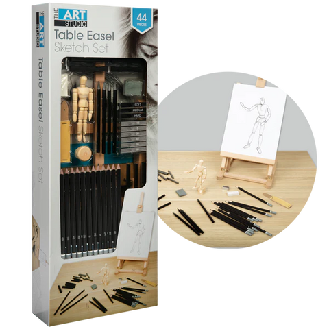 The Art Studio Sketching Set with Table Easel 44 pieces
