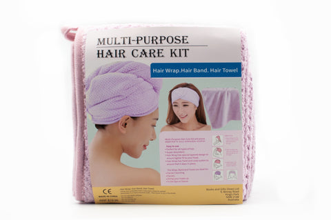Hair Wrap, Towel & Head Band in Bag