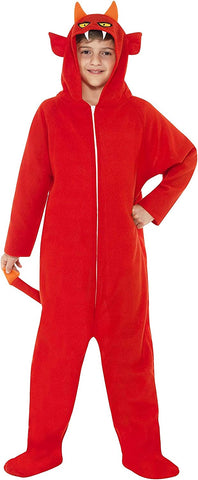 Smiffy’s Children’s Unisex All In One Devil Costume, Jumpsuit with Hood, Party Animals, Colour: Red, Size: S