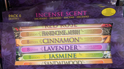 6 pack on incense sticks