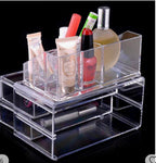 Clear Acrylic Cosmetic makeup Organizer with Two Drawers Make up Jewelry Case Storage Insert Holder Box