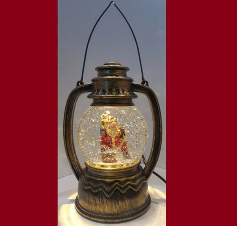 Santa Swirling Glitter Lantern with LED