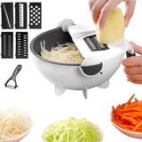 9 In 1 Magic Rotate Vegetable Cutter With Drain Basket Multi-functional Kitchen Veggie Fruit Shredder Grater Slicer Chopper