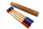 Bamboo Toothbrush Set Of 4 With Case