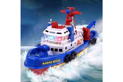 Kids Music Light Water Spray Electric Marine Rescue Fire Boat Model Education Toy