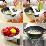 9 In 1 Magic Rotate Vegetable Cutter With Drain Basket Multi-functional Kitchen Veggie Fruit Shredder Grater Slicer Chopper