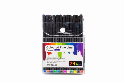 24 Pack of Coloured Fine Line Pens